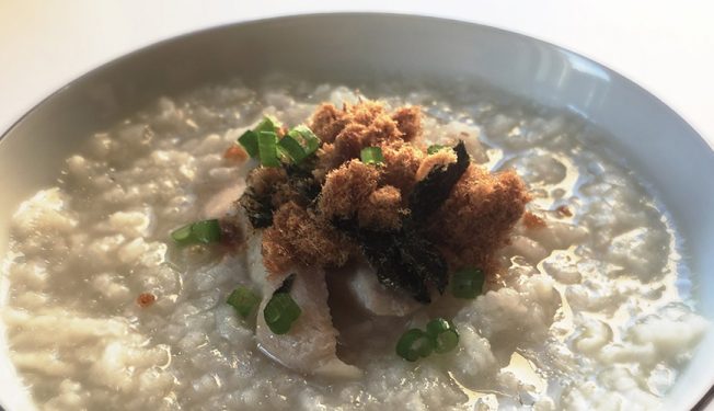 Chicken with Ginger and Pork Floss Congee Jook 粥