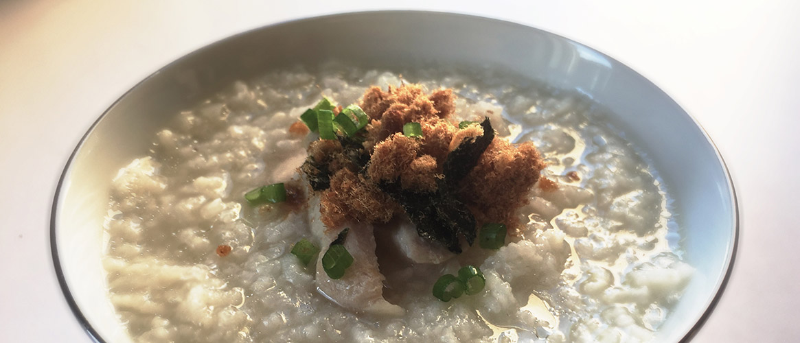 Chicken with Ginger and Pork Floss Congee jook